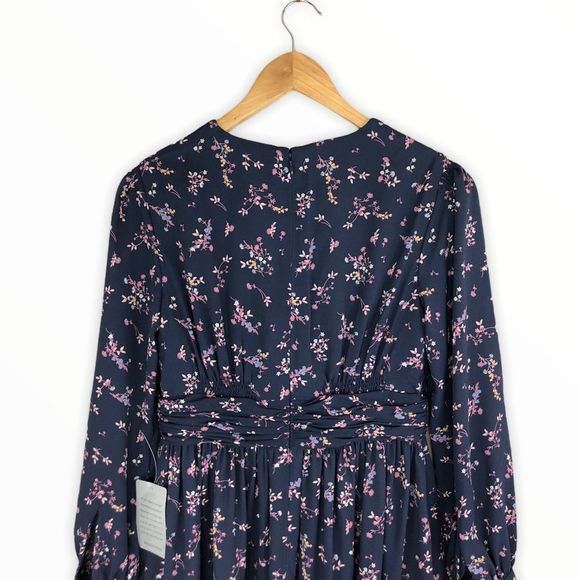 Gal Meets Glam Nanette Blue Floral Fit & Flare Long Sleeve Dress NWT size 4P - Picture 7 of 13